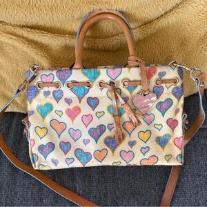 Dooney & Bourke Limited Edition Multicolor Heart Print Handbag